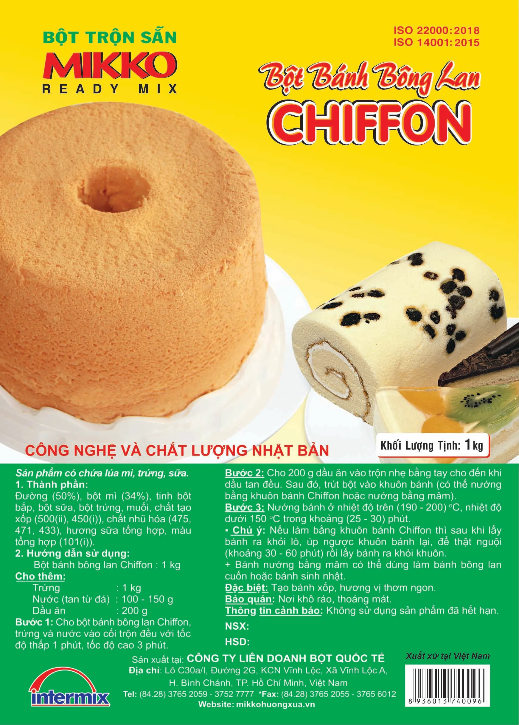 MIKKO - Bột bánh bông lan Chiffon CF340